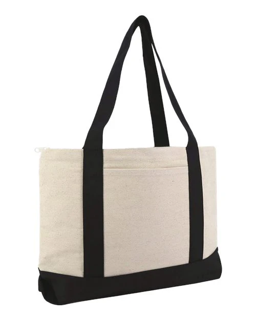Large Zippered Cotton Canvas Tote - Image 2