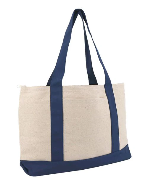 Large Zippered Cotton Canvas Tote - Image 3