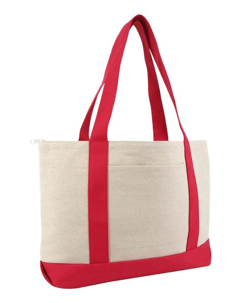 Large Zippered Cotton Canvas Tote - Image 4