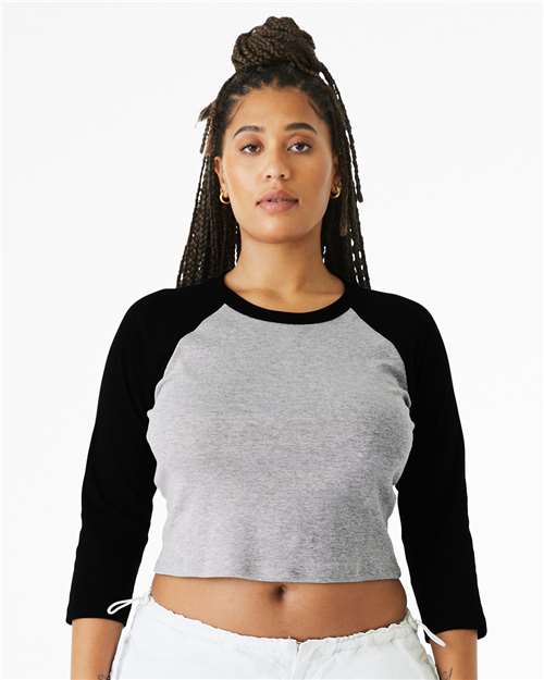 Women's Micro Rib Three-Quarter Raglan Sleeve Baby Tee - Image 2