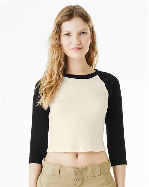 Women's Micro Rib Three-Quarter Raglan Sleeve Baby Tee - Image 3