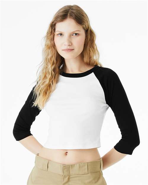 Women's Micro Rib Three-Quarter Raglan Sleeve Baby Tee - Image 4