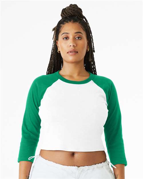 Women's Micro Rib Three-Quarter Raglan Sleeve Baby Tee - Image 5